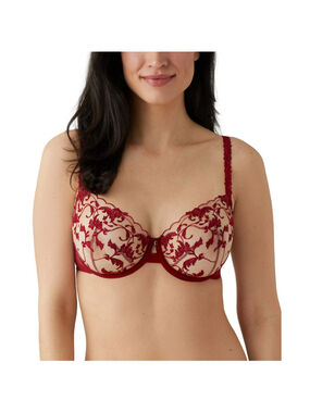 Wacoal Women's 34DDD Dark Red Dramatic Red & Beige Lace Underwire Bra NWT